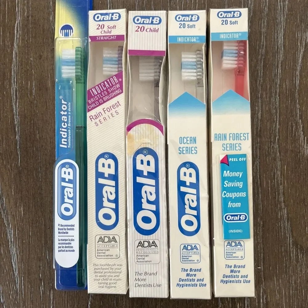 5 VTG Oral-B 20 Child Soft Straight Toothbrushes Dental Indicator - TEACH KIDS